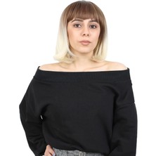 MiraLive Kısa Küt Perçemli Fiber Sentetik Peruk - Kumral / Platin Ombreli