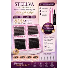 Steelva Özel Koleksiyon Takma Kirpik Seti 800 Adet Yapıştırıcı ve Fırça Hediyeli