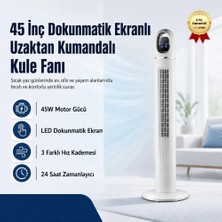 Hızlı Store Profesyonel 45 İnç Elektrikli Kanatsız Dokunmatik Ekranlı Uzaktan Kumandalı Ayaklı Hava Soğutma