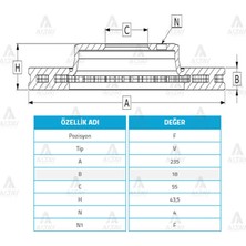 BZT Maher Fren DiSki Yaris 98-09 / ÒN Haval± 235-4 TAK1M 2 Adet Takım 2 Adet 4351252020
