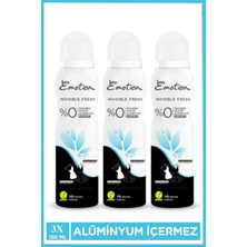 MiraLive 3 Adet Emotion Invisible Fresh Black & White Kadın Deodorant 150ML Vegan, Leke Bırakmaz