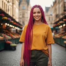 MiraLive Afrika Örgüsü ve Rasta Için Sentetik Saç - Koyu Fuşya