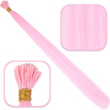 MiraLive Fiber Sentetik Boncuk Kaynaklık Renkli Saç - Şeker Pembe - 100 Adet