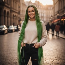 MiraLive Afrika Örgüsü ve Rasta Için Sentetik Saç - Yeşil