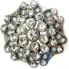 MiraLive Taşlı Yuvarlak Broş, Sandık Süsü 4,5 cm - Nikel, 10 Adet