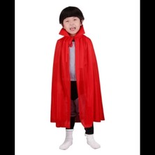 MiraLive Kırmızı Renk Yakalı Pelerin Çocuk Boy 90 cm