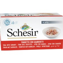 Schesir Ton Balıklı ve Karidesli Jelly Kedi Yaş Maması 50GR 6lı Kedi Konserve Islak Mama