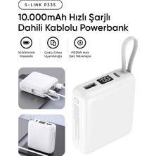 S-link P335 10000mAh PD35W+QC30W-HSC22,5W Beyaz LCD Taşınabilir Pil Şarj Cihazı Powerbank