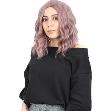 MiraLive Fiber Sentetik Kısa Dalgalı Perçemsiz Peruk - Gül Kurusu