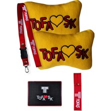 Tusba Market Tofaş Polar Ortopedik Araç Seyahat Nakışlı Sarı Boyun Yastığı / Tofaş Araç Oto Aksesuar