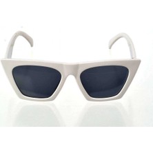 MiraLive Beyaz Çerçeve Cat Eye Kadın Güneş Gözlüğü - Moda Gözlük
