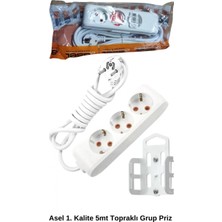 MiraLive 5 Metre Askı Aparatlı Topraklı 3lü Grup Priz -AST305