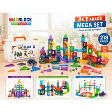 MagBlock 218 Parça 3'ü Bir Arada Manyetik Oyun Setii - 3 Farklı Model Tek Set İçerisinde.- Mega Set - 5 Yıl Garanti - Eğitici Oyuncak