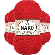 MiraLive 5 Adet Pırlanta Amigurumi El Örgü Ipi Yünü Gelincik Kırmızı 6741