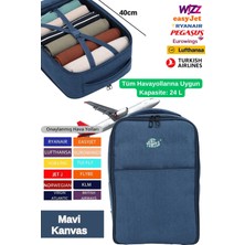 Jet Turtle Seyahat Mavi Kanvas Sırt Çantası 40CM 40X25X15 cm Pegasus, Wizz Air, Ryanair, El Valizi Koltuk Altı Valizi