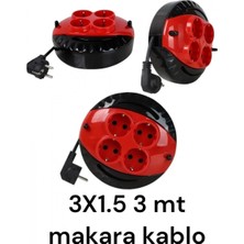 MiraLive Mini Kablolu Makara 4'lü 3mt (3x1,5cm)(1 Adet)