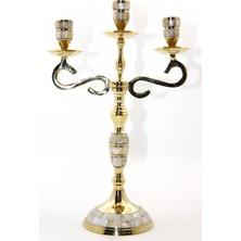 MiraLive Pirinç Sedefli 3'lü Şamdan Model 3
