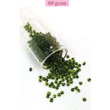 MiraLive Dökme Cam Kum Boncuk (8/0) 3 mm - 60 Gram - Şeffaf Yeşil Siyah - BNC220