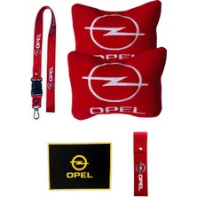 Tusba Market Opel Uyumlu Nakışlı Kırmızı Polar Ortopedik Seyahat Boyun Yastık / Oto Aksesuar