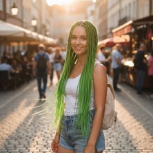 MiraLive Afrika Örgüsü ve Rasta Için Sentetik Saç - Neon Yeşil