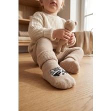 Bony Socks Bebek Desenli Havlu Soket Çorap Ekru