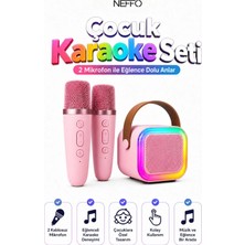 Neffo Karaoke Seti Çift Mikrofonlu Bluetooth Hoparlör Eğlence Seti Çocuk Eğlence Etkinlik