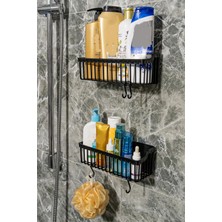 Aslanoğlu Store 2 Li Plastik Yapışkanlı Askılı Mutfak- Banyo Rafı Düzenleyici Duş Şampuanlık
