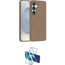 Nuveden Ieg™ Galaxy S23 Fe Kılıf Siluet Doku Özel Seri - Siyah 3D Antistatik Cam Ekran Koruyucu