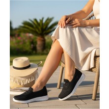 Konfores 2257-BLACKSEA Anatomik Tabanlı Ultra Hafif Kadın Günlük Spor Babet Ayakkabı - NKT02257-SIYAH-BEYAZ-40