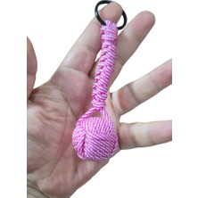 Moonparacord Paracord Maymun Yumruğu Anahtarlık Pembe Beyaz