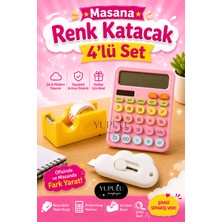 Yupulu 4'lü Set Bulut Maket Bıçağı, Bant Kesici, Şeffaf Bant ve Pinterest Hesap Makinesi Masanıza Renk Katacak Hediyelik Pinterest Set