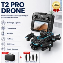 Hızlı Store Drone Pro HD Üç Kameralı WiFi FPV 360° Engel Algılama Büyük Ekran Kumandalı Katlanabilir Drone