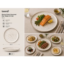 Bonna Porselen Grain Gourmet Düz Tabak 30 Cm 6'Lı