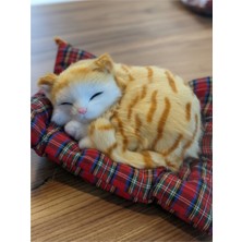 Gifi Peluş Yavru Kedi Oyuncak Minder Üstünde Uyuyan Kedi Orta Boy