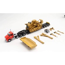 Diecast Masters 1/50, Kenworth T880 Çekici, King TK120 Alçak Treyler Dorse ve Cat D11R Dozer, 3lü Set, Sergilemeye