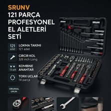 Srunv 121 Parça Profesyonel El Aletleri Seti | Lokma Takımı, Cırcır Kol, Kombine Anahtar, Torx Uçlar, Cr-V Çelik