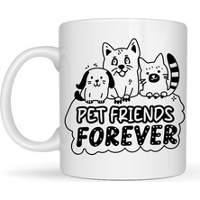 Youday Home Pet Friends Forever Porselen Kupa Model 69 – Kedi & Köpek Figürlü Sevimli Tasarım, Hayvan Severlere Özel Kahve ve Çay Kupası