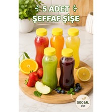 M&B Water Bottle 5li 500 ml Olimpia Detoks Şişesi Şeffaf Plastik Sızdırmaz Kapak Düz Meyve Suyu Şişesi