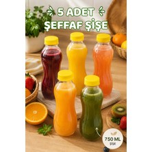 M&B Water Bottle 5li 750 ml Olimpia Detoks Şişesi Şeffaf Plastik Sızdırmaz Kapak Düz Meyve Suyu Şişesi