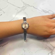 Boutique Nipon Altıgen Kadın Saati Özel Geometrik Kadran Aynalı Tasarım Kordon Geçmeli Lüks Kol Saati