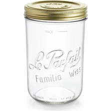 Le Parfait Familia Wiss 1 L / 1000 ml Cam Saklama ve Konserve Kavanozu,  Kahve ve Kuru Gıda İçin, Çift Kapaklı Vakumlu Sızdırmaz Kapatma Sistemi