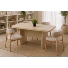 Berrasse Mobilya Elisa Yemek Masası Takımı 165X90 cm Krem 4 Sandalyeli Modern Mutfak ve Yemek Odası Takımı