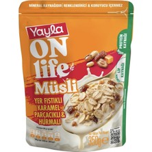 Yayla Onlife Yer Fıstıklı Karamel Parçacıklı ve Hurmalı Müsli 350 Gx2 Paket