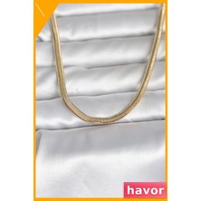 Havor Yassı Yılan Zincir Kolye 45 cm Altın Rengi Kaplama