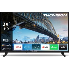 Thomson Tv 32 Inç (80 Cm) Hd Smart Google Tv, Sesli Kontrol, Google Cast, Dolby Audio, HDR10, Wifi, Bluetooth, Hdmı, Siyah, 32HG2S15K