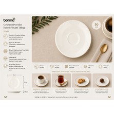 Bonnami Bonna Gourmet Porselen Kahve Fincanı Tabağı 16 cm - Premium Beyaz Sunum Altlığı