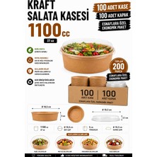 Optimex Kraft 1100 cc 37 Oz Kapaklı 100 Adet Bowl Waffle Salata Meyve Tatlı Kasesi Ekonomik Paket