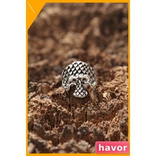 Havor Ayarlanabilir Erkek Yüzüğü Kuru Kafa Desenli
