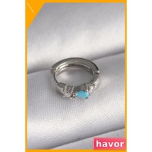 Havor Zirkon Taşlı Mavi Boncuk Detaylı Tragus Piercing 6mm
