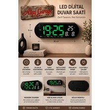 Atay Garage LED Dijital Masa Duvar Saati Dikdörtgen Şekil Dekoratif Elektronik  Sıcaklık Göstergeli Modern Tasarım